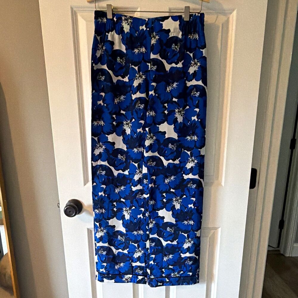 NWT The Kooples 100% Silk Floral Wide Leg Pants Pockets Womens Size 1, small